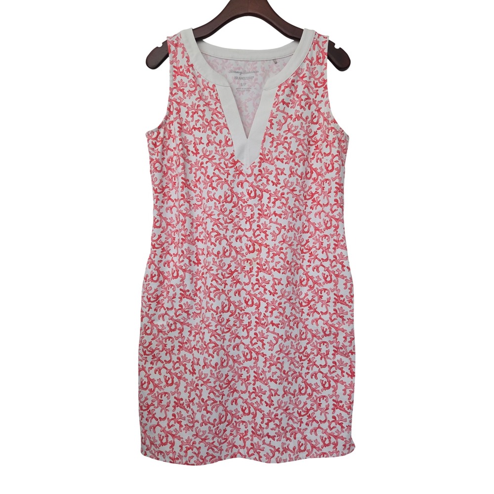 Tommy Bahama IslandZone Coral Print Dress Womens Small Pink White